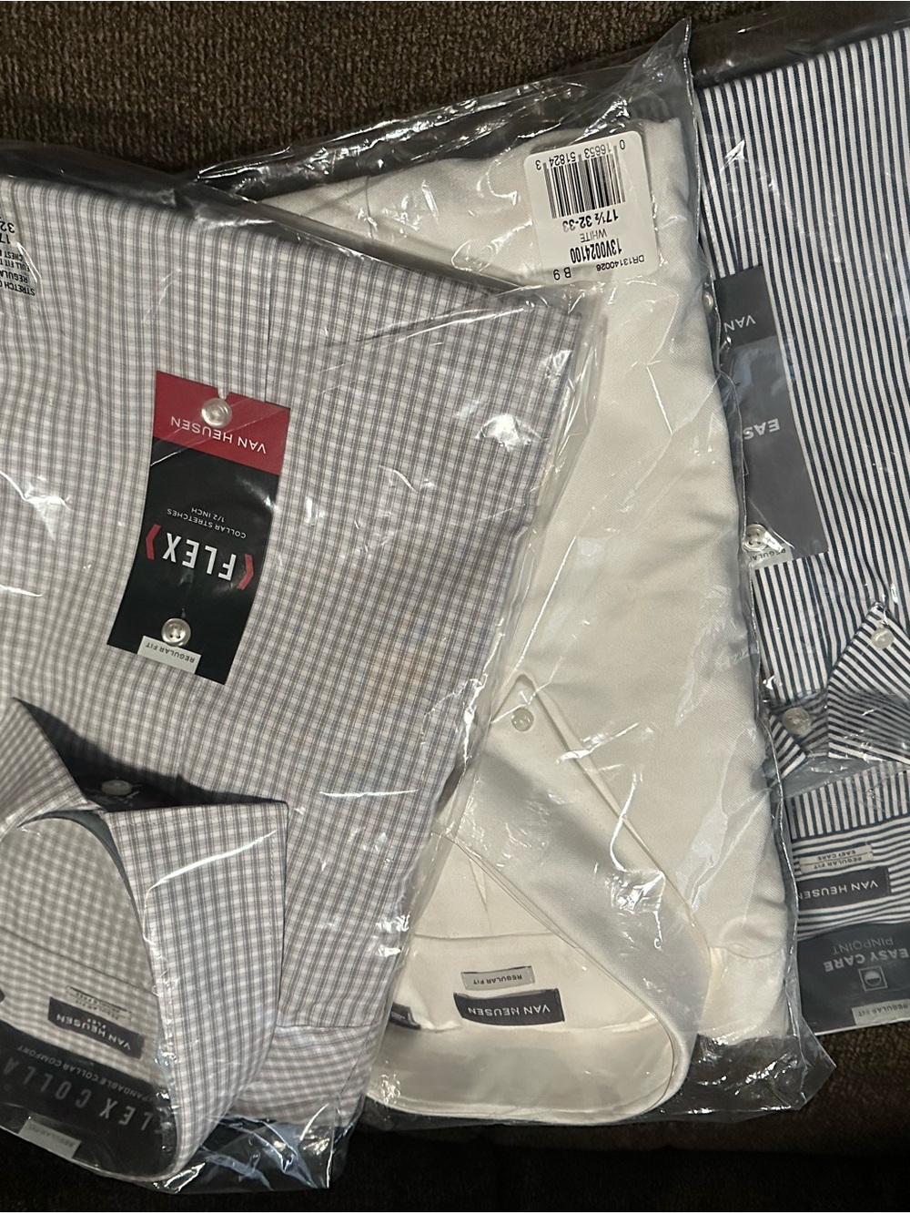 Van Heusen Men’s White and Gray Dress Shirt Pack - Solid and Striped Styles